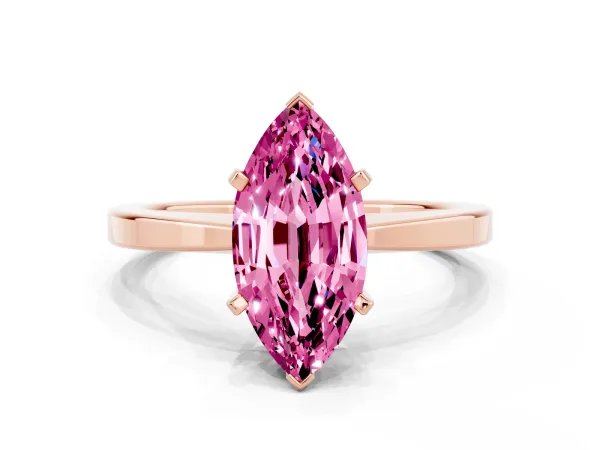 Marquise Cut Pink Sapphire Solitaire Engagement Ring with Classic Band and Four-Prong Setting Rose gold