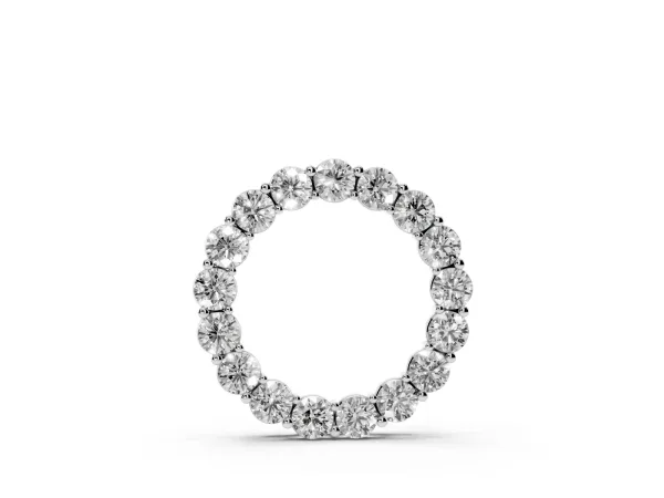 Round Diamond Circle Pendant with Prong Setting Silver