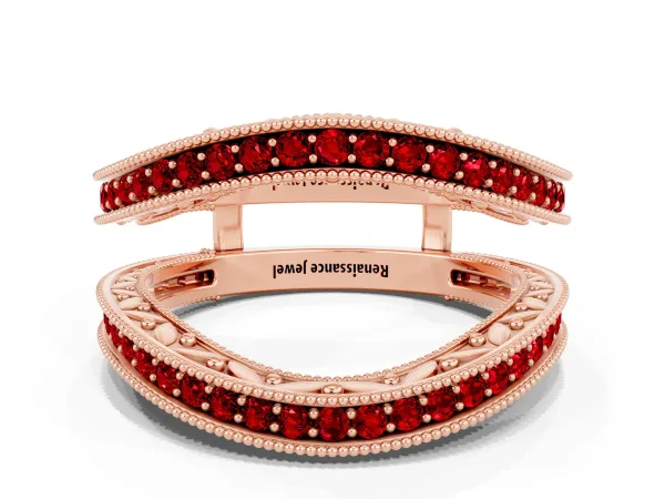 Round Ruby Milgrain Eternity Band with Channel Setting Rose gold