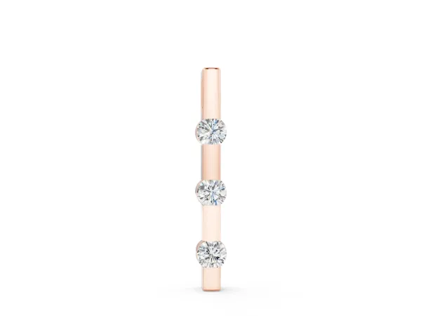 Three-Stone Round Diamond Bar Pendant with Channel Setting Rose gold