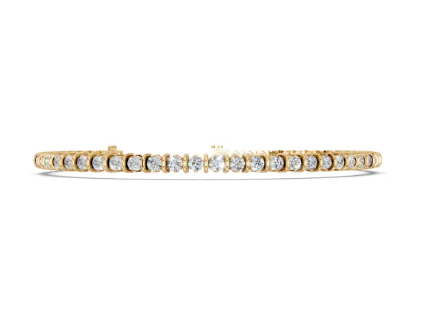 Round Diamond Tennis Bracelet with Channel Setting and Box Clasp Yellow gold