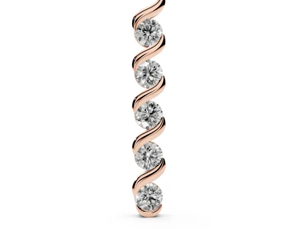 Round Diamond Spiral Prong Pendant Rose gold