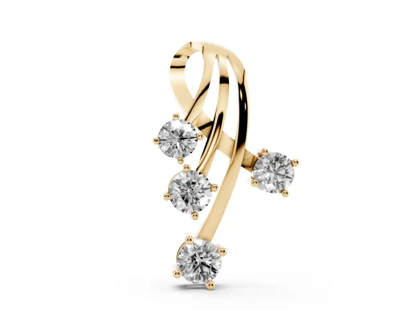 Four-Stone Round Diamond Prong-Set Pendant Yellow gold