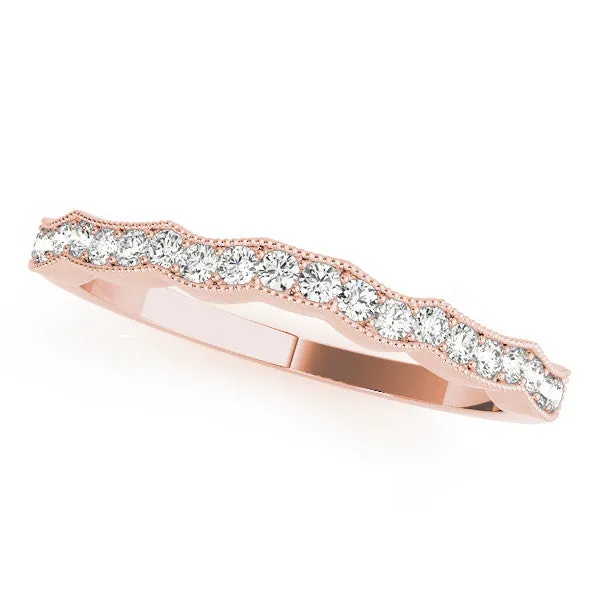 Round Diamond Milgrain Pave Contour Band Rose gold