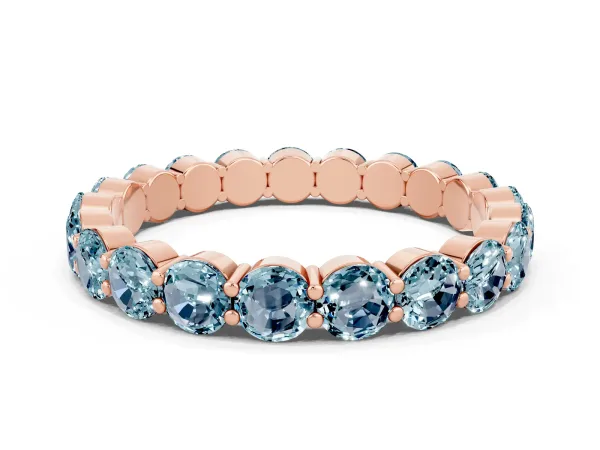 Round Aquamarine Eternity Band with U-Prong Setting Rose gold