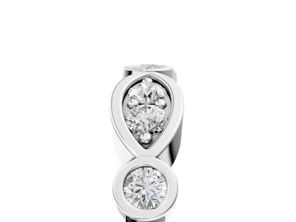 Bezel Set Round Diamond Marquise Band Platinum