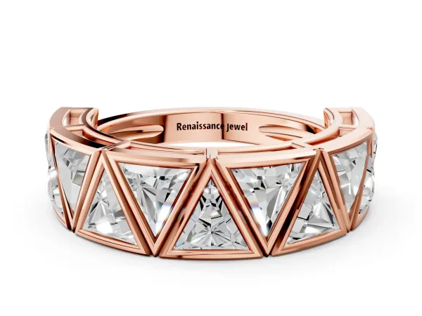 Triangle Diamond Geometric Mens Band Rose gold