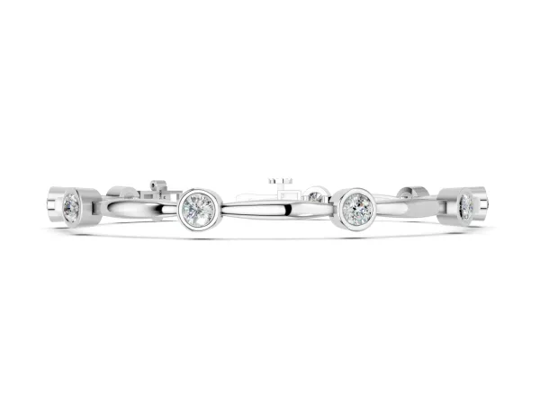 Bezel Set Round Diamond Link Bracelet with Box Clasp White gold