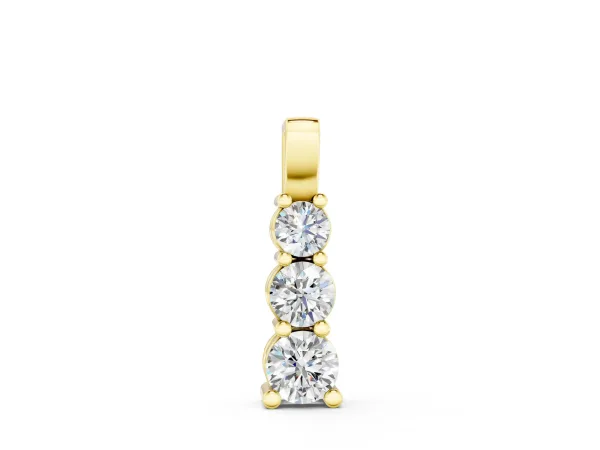 Round Diamond Vertical Prong Pendant Yellow gold