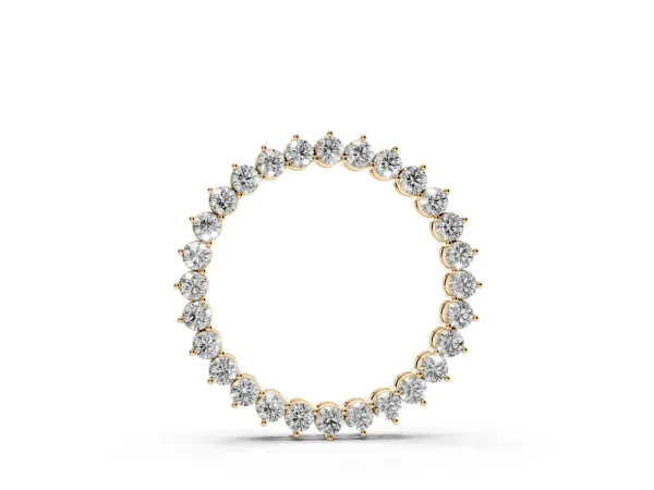 Round Diamond Prong-Set Halo Pendant Yellow gold