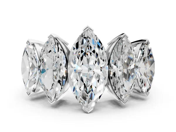 Five-Stone Marquise Diamond Prong Set White Gold Band Platinum