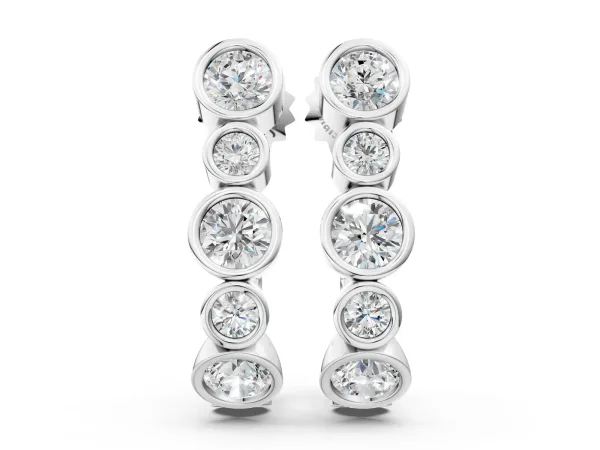 Bezel Set Round Diamond Hoop Earrings White gold
