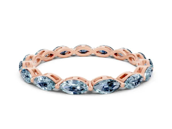 Marquise Aquamarine Eternity Band with U-Prong Setting Rose gold