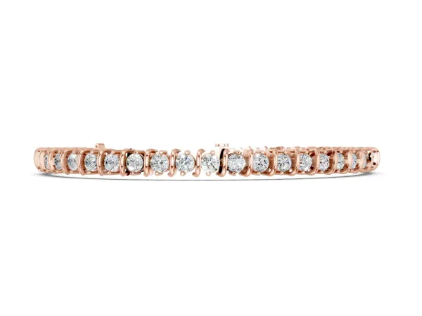 Round Diamond Spiral Tennis Bracelet with Prong Setting Rose gold