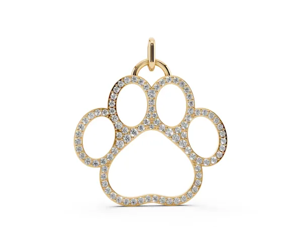 Pavé Round Diamond Paw Pendant Yellow gold