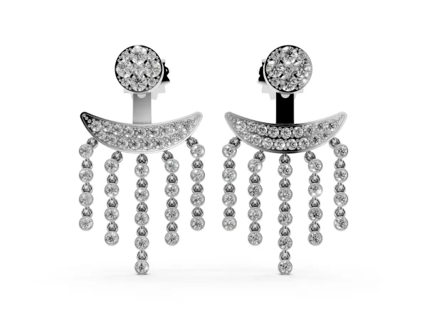 Round Diamond Chandelier Drop Earrings with Round Diamond Accents Platinum