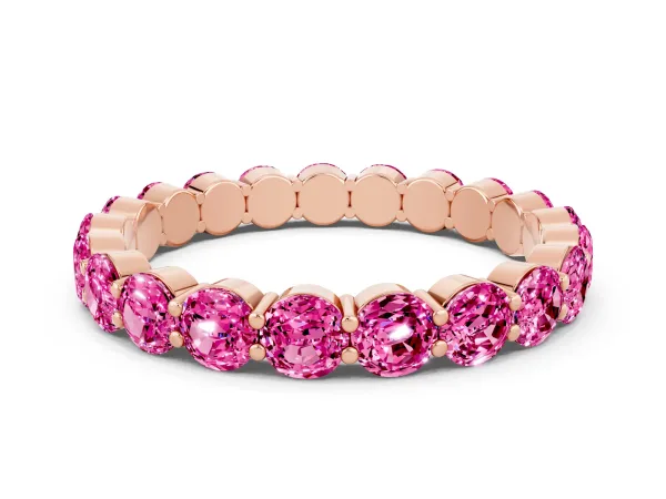 Round Pink Sapphire Eternity Band with U-Prong Setting Rose gold