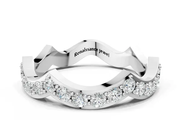Round Diamond Pavé Zigzag Eternity Band Platinum