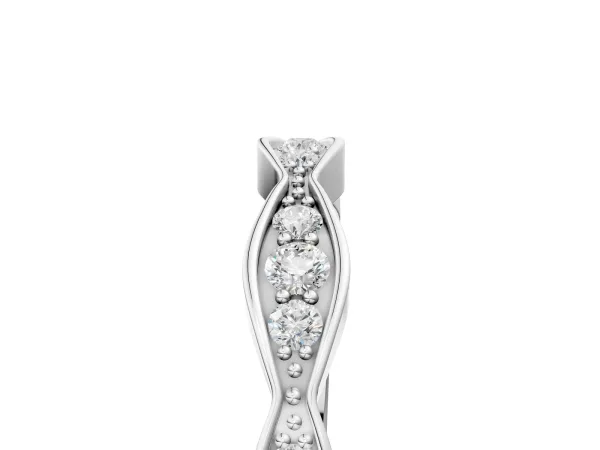 Round Diamond Scalloped Pavé Eternity Band Platinum