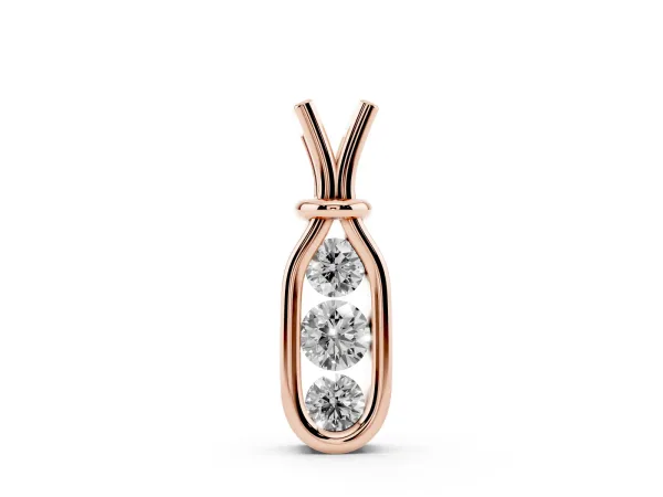 Three-Stone Round Diamond Bezel Pendant Rose gold