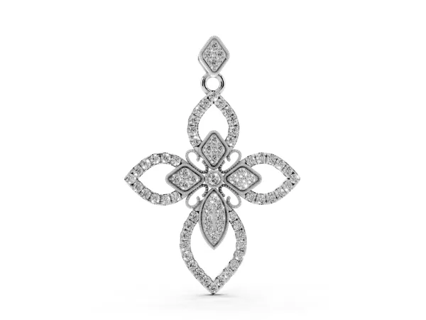Pavé Marquise Diamond Cross Pendant White gold