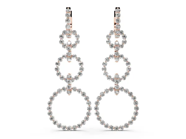 Round Diamond Multiway Open Circle Statement Earrings Rose gold