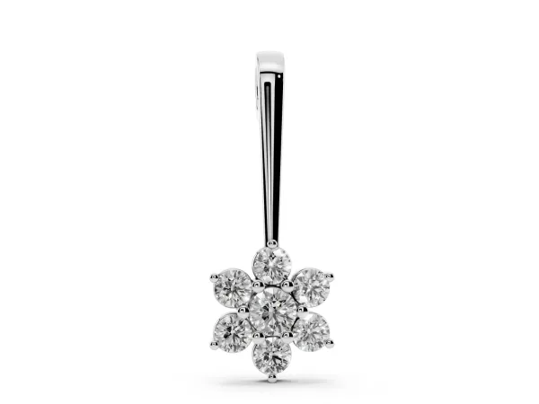 Round Diamond Cluster Pendant with Six-Prong Setting Silver
