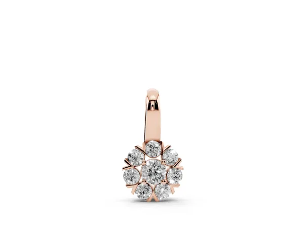 Round Diamond Floral Cluster Pendant with Prong Setting Rose gold