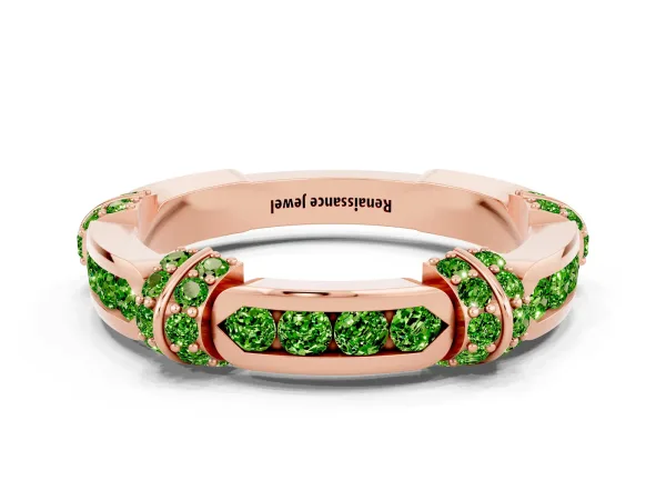 Pavé Round Peridot Link Band with Bezel Setting Rose gold