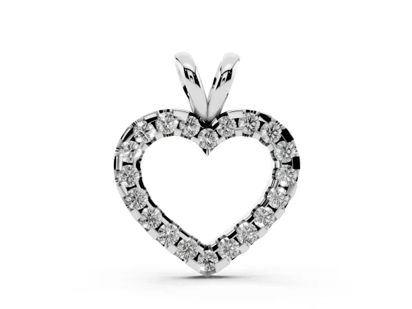 Round Diamond Heart Pendant with Pavé Setting Silver