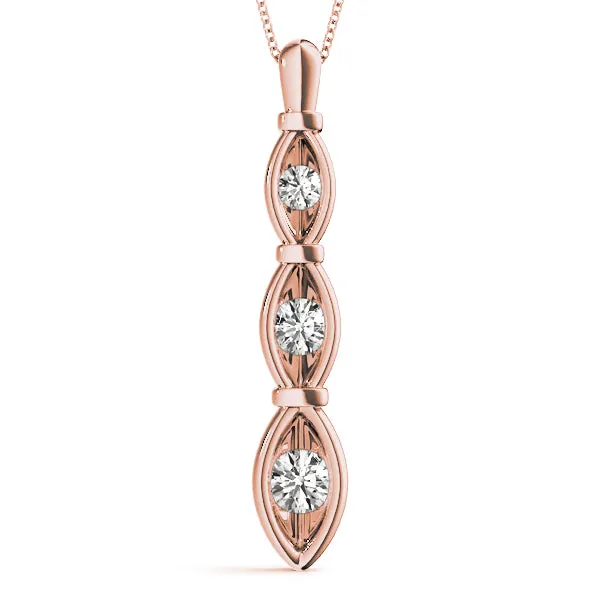 Marquise Diamond Bar Pendant with Bezel Setting Rose gold