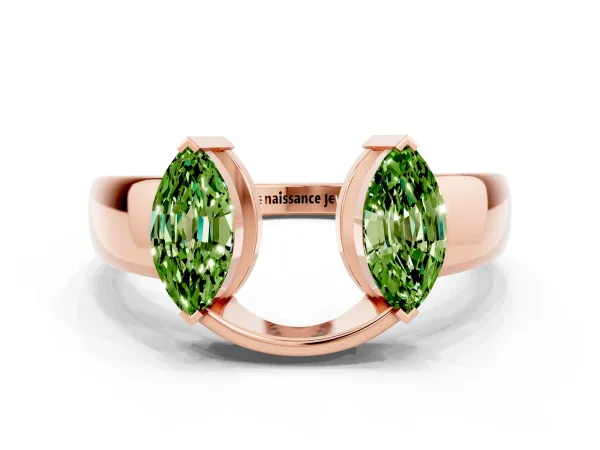 Marquise Peridot Open Band Ring with Tension Setting Rose gold
