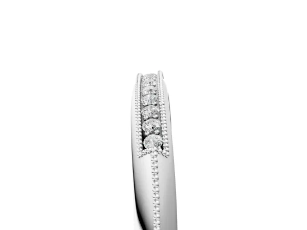 Milgrain Round Diamond Pavé Set Half Eternity Band White gold