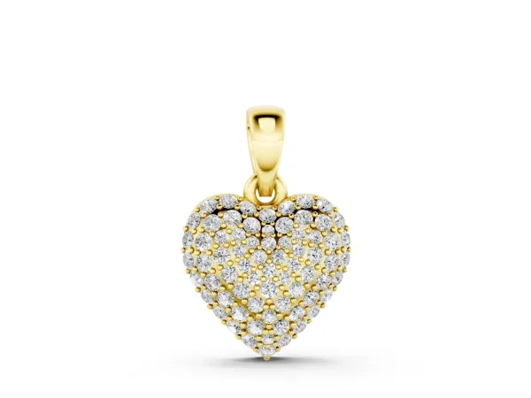 Heart Diamond Pendant with Pavé Setting Yellow gold