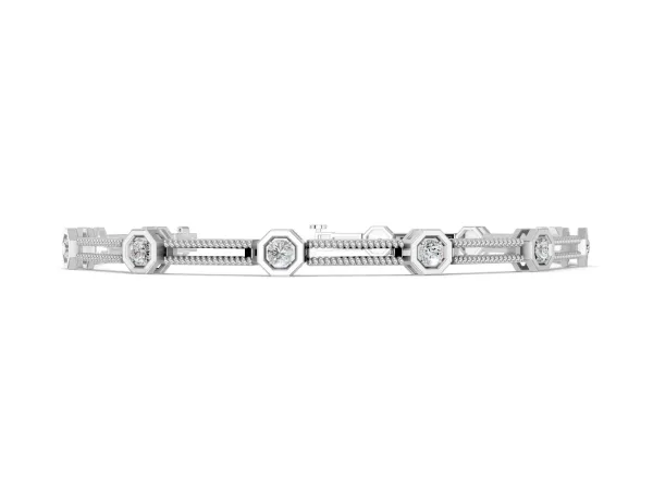 Hexagonal Diamond Tennis Bracelet with Bezel Setting and Rope Band White gold