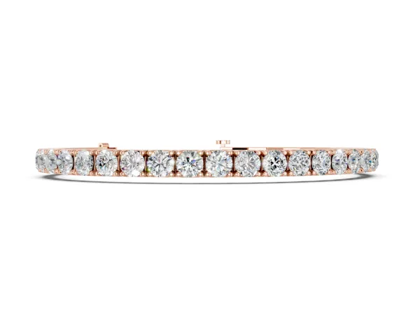 Round Cut Diamond Tennis Bracelet with Box Clasp and Four-Prong Setting Rose gold