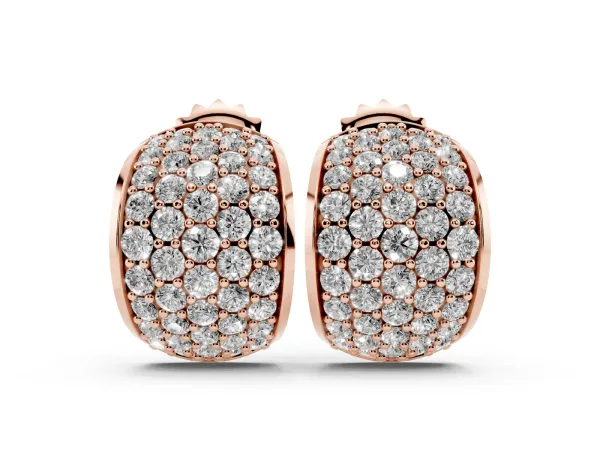 Pavé Round Diamond Huggie Earrings with Prong Setting Rose gold