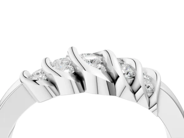 Round Diamond Multi-Row Crossover Band Platinum