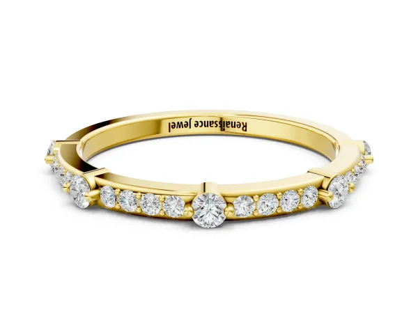 Round Diamond Pavé Eternity Band with Prong Setting Yellow gold