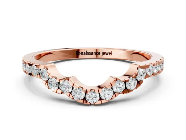 Curved Diamond Pavé Round-Cut Contour Band Rose gold