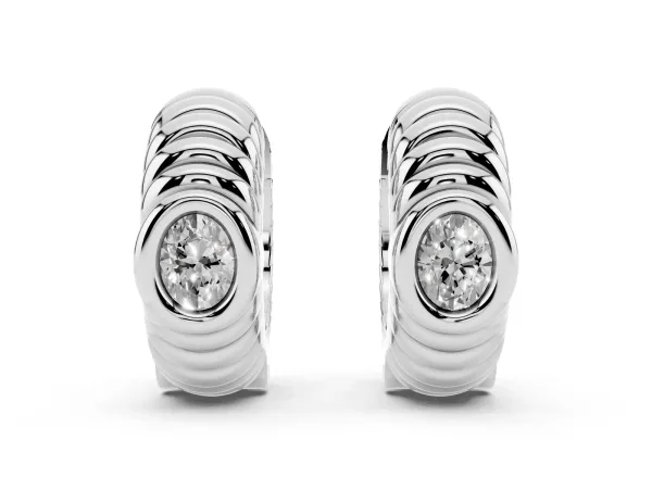 Oval Diamond Vera Hoop Earrings Platinum