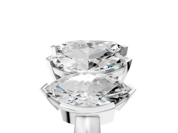 Five Stone Marquise Diamond Prong Set White Gold Band Platinum
