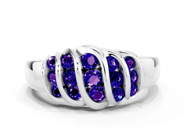 Round Tanzanite Multi-Row Crossover Band Platinum
