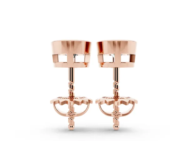 Bezel Set Round Diamond Stud Earrings Rose gold