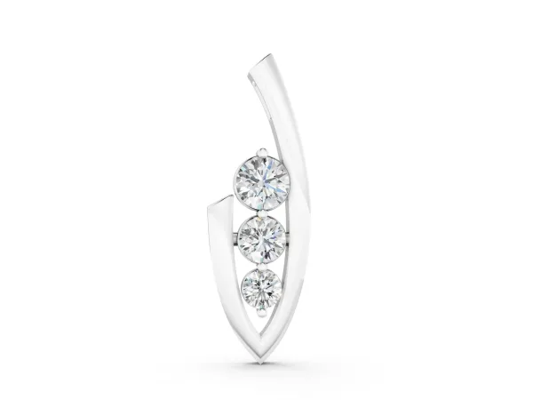 Three-Stone Round Prong-Set Pendant Silver