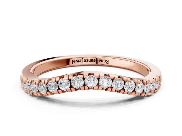 Diamond Pavé Curved Wedding Band Rose gold