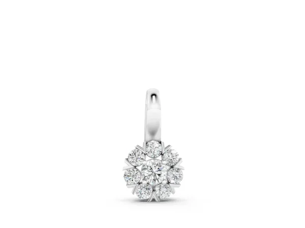 Round Diamond Floral Cluster Pendant with Prong Setting White gold