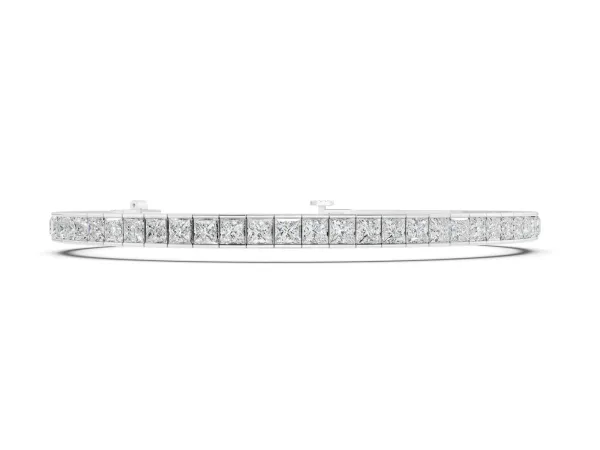 Princess Cut Channel Set Diamond Tennis Bracelet Silver