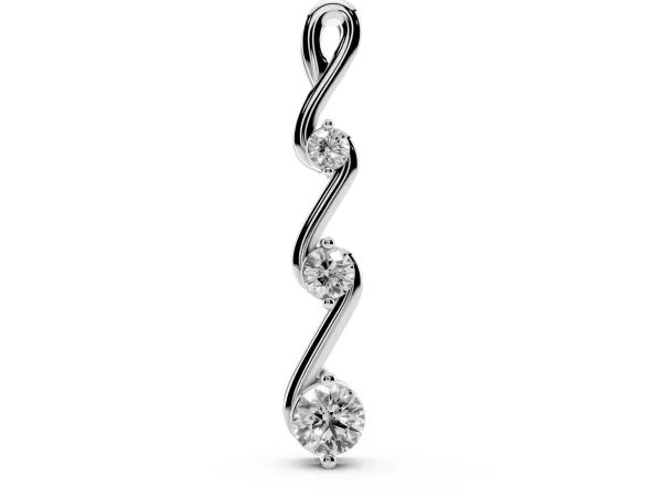 Three-Stone Round Brilliant Prong Set Pendant Silver