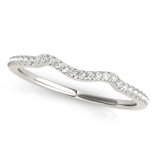 Pavé Round Diamond Curved Band with Micro Prong Setting Silver